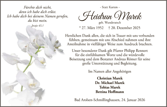 Traueranzeige von Heidrun Marek von WLZ