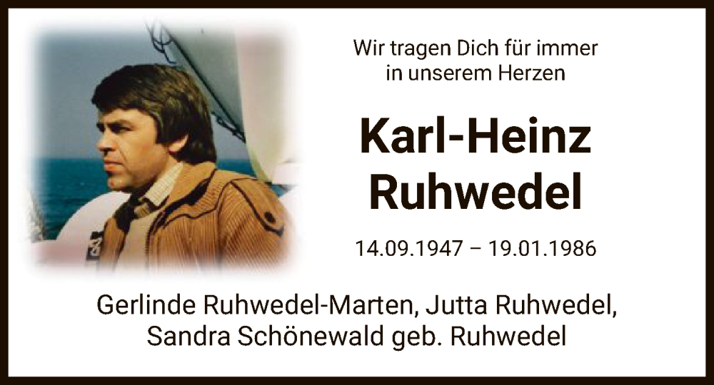  Traueranzeige für Karl-Heinz Ruhwedel vom 24.01.2026 aus HNAWLZ