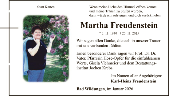 Traueranzeige von Martha Freudenstein von WLZ