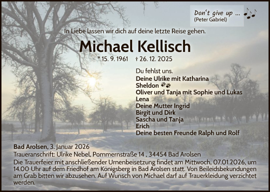 Traueranzeige von Michael Kellisch von WLZ