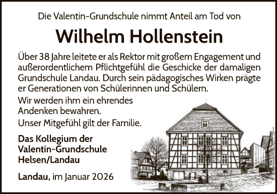 Traueranzeige von Wilhelm Hollenstein von WLZ