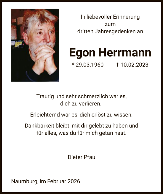 Traueranzeige von Egon Herrmann von HNAWLZ