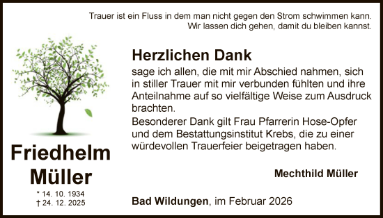 Traueranzeige von Friedhelm Müller von WLZ