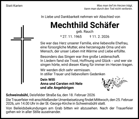 Traueranzeige von Mechthild Schäfer von WLZ